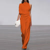 Off-Shoulder Wide Leg Jumpsuit for Women, High Waist Office Romper with Full-Length Flare Pants – Spring/Summer