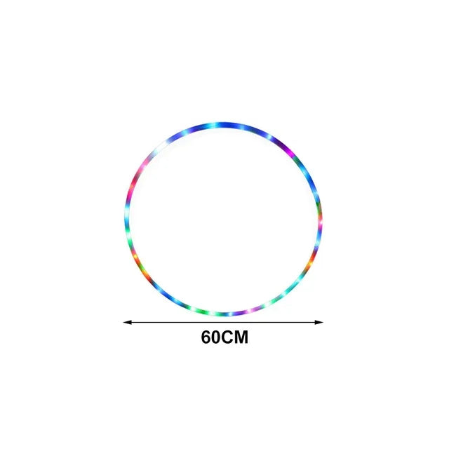 LED Flashing Fitness Hula Hoop 90 cm (35.4 in) 7-Color Portable Weighted Exercise Hoop for Waist & Core