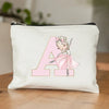 Ballet Girls A-Z Initial Canvas Makeup Pouch – Floral Cosmetic Organizer Clutch (22 x 14 cm / 8.7 x 5.5 in) – Travel & Bridesmaid Gift