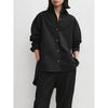 Women's Vertical Striped Shirt - Loose Long-Sleeve Button-Up Blouse with Asymmetric Hem, Office Commuter Style