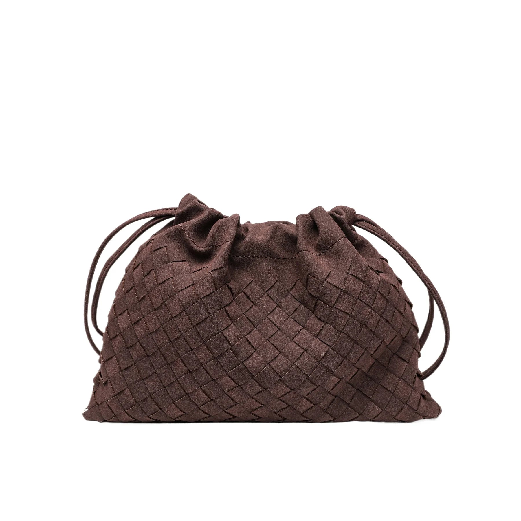 Large Capacity Woven Bucket Crossbody Shoulder Bag for Women PU Leather Messenger