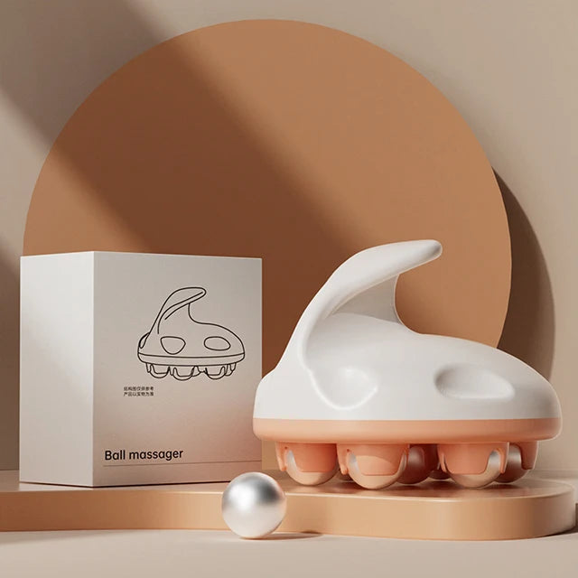 360° Metal Ball Handheld Massager – Deep Tissue Body Roller for Neck, Back, Abdomen & Thigh Pain Relief