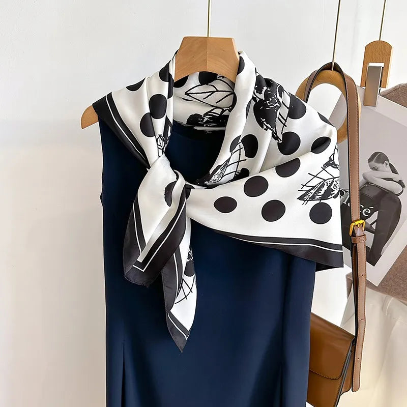 90 x 90 cm (35 x 35 in) Twill Silk-Feel Square Scarf – Women’s Luxury Tree Print Head Scarf, Shawl, Hijab, Bandana