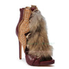 Furry Open-Toe Lace-Up Stiletto Sandals - 12 cm (4.7 in) High Heels, Cutout Cover Heel, Vintage Women's Spring Dress Shoes
