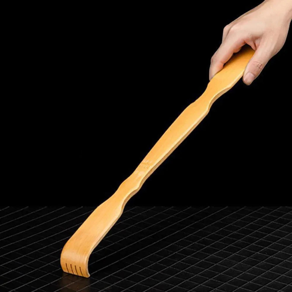 Bamboo Back Scratcher Stick with Massage Roller – Long Wooden Back Scratcher for Men & Women