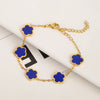 Adjustable Gold-Plated 316L Stainless Steel Clover Flower Bracelet — Five-Leaf Petal Charm for Women, Hypoallergenic Gift