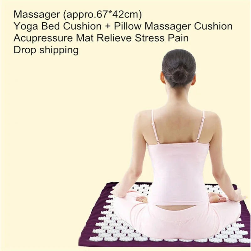 Acupressure Spike Massage Mat for Yoga & Pilates – Back Pain & Stress Relief, 65×40×2 cm (25.6×15.7×0.8 in)
