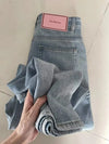 Women’s Vintage Y2K Wide-Leg Baggy Barrel Jeans - Mid-Rise Striped Cotton-Poly Streetwear