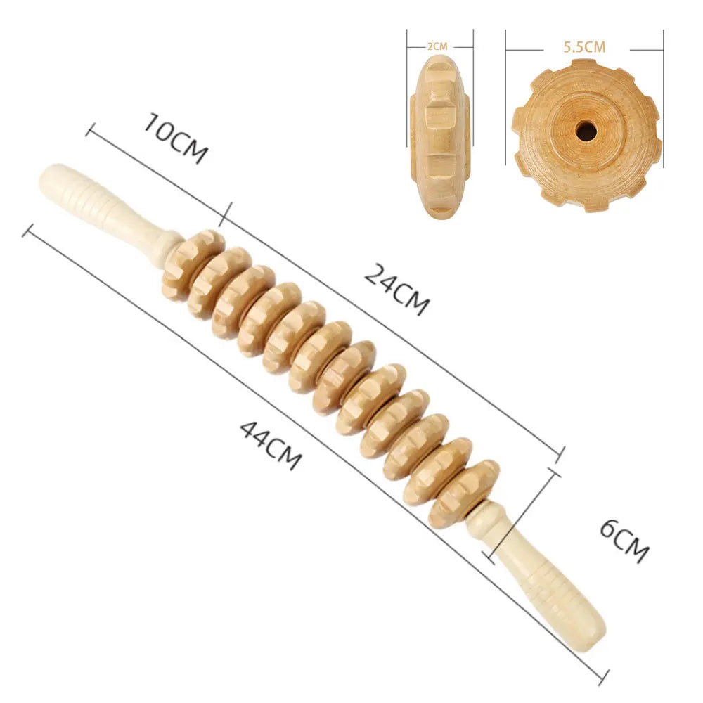 Curved Beech Wood Massage Roller – Anti-Cellulite Lymphatic Drainage & Deep Tissue Body Massager Stick
