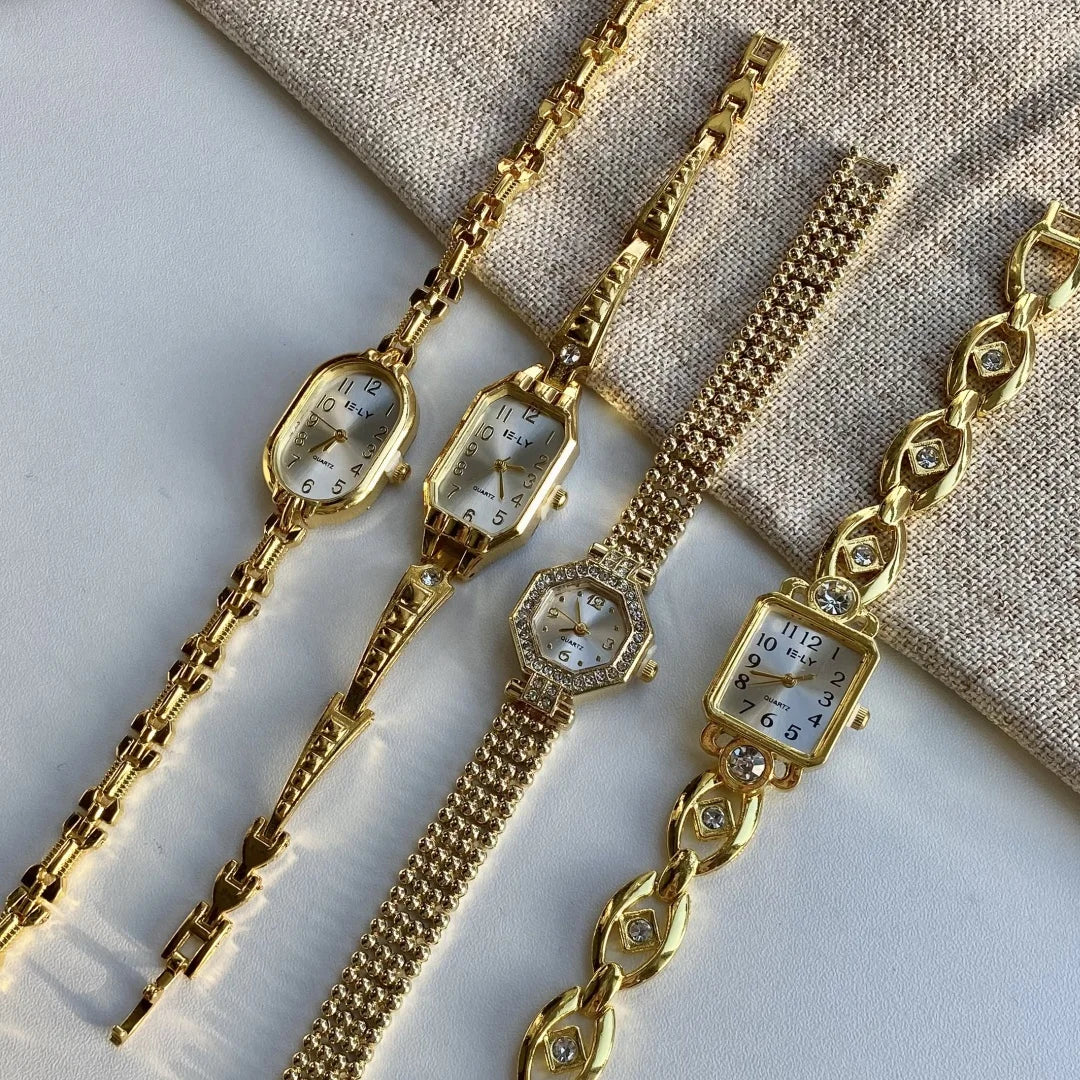 KCALOE Women's Gold Bracelet Watch – Elegant Rectangular Luxury Analog Wristwatch