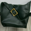 Minimalist Women's Tote Bag, Retro Faux Leather Shoulder Bucket Handbag with PU Lining, Solid