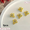 Flat Pearl & Rhinestone Nail Art Decorations - Metal Alloy Charms 1 Pack | Wreath Star Bow Butterfly Koi Manicure Accessories