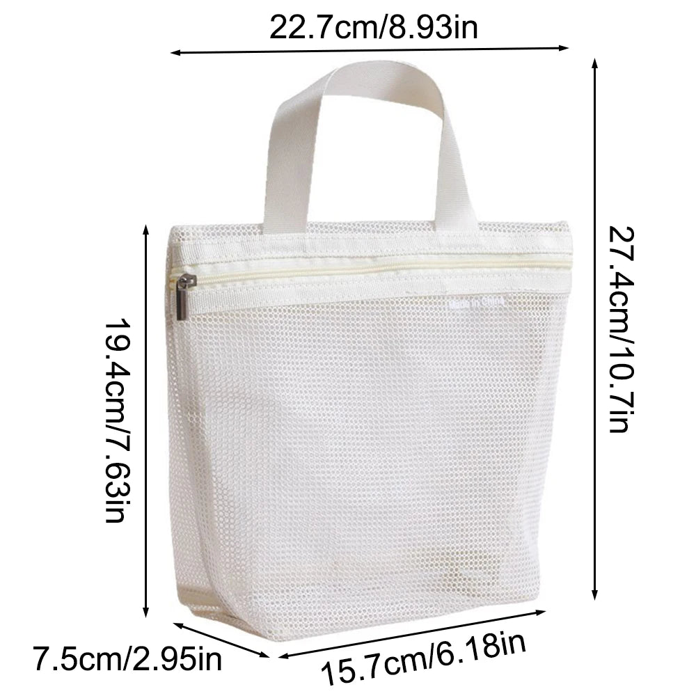 Hanging Mesh Toiletry Bag – Portable Travel Cosmetic Organizer Pouch for Makeup & Shower