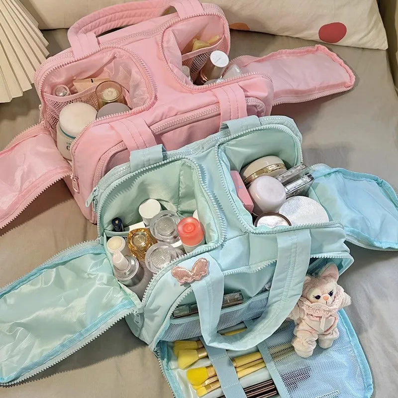 Large Capacity Women's Makeup Bag – Portable Travel Cosmetic Organizer & Toiletry Pouch