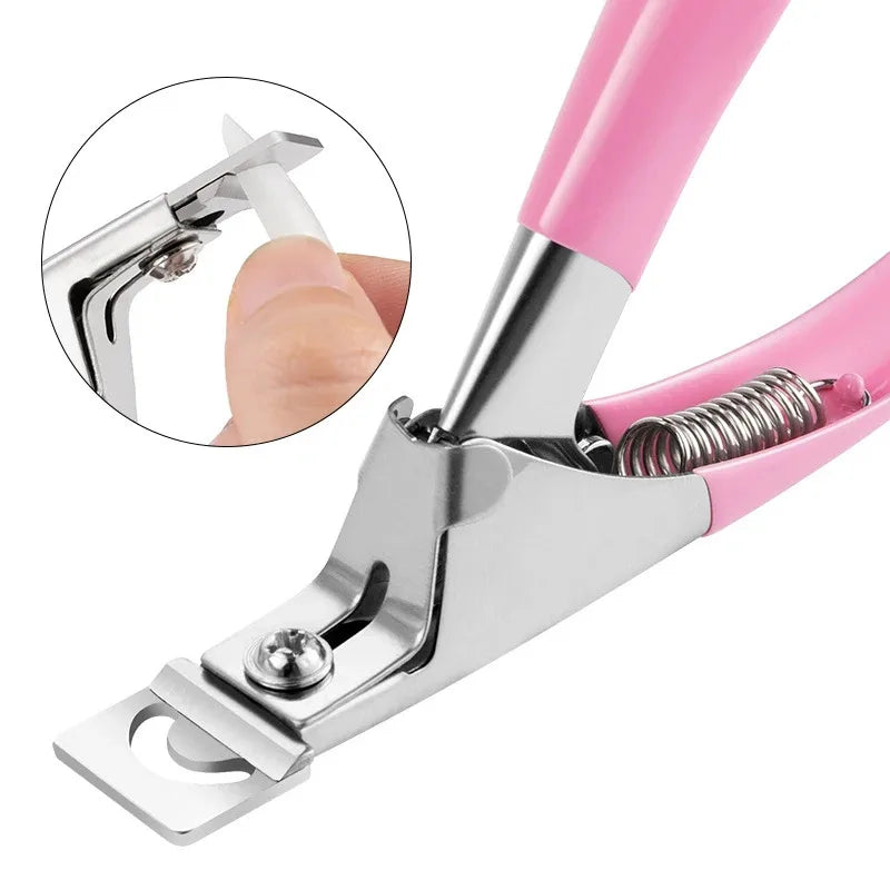 Stainless Steel False Nail Clippers & Nippers – Pointed U-Type Acrylic Edge Trimmer for Press-On Nails