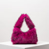 Fuzzy Dopamine Shoulder Bag for Women - Cute Charm Hobo Clutch Travel Handbag