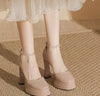 Women's Waterproof Patent PU Platform Sandals – 11 cm (4.3") Chunky Heel, Buckle Strap, White, EU 35-42