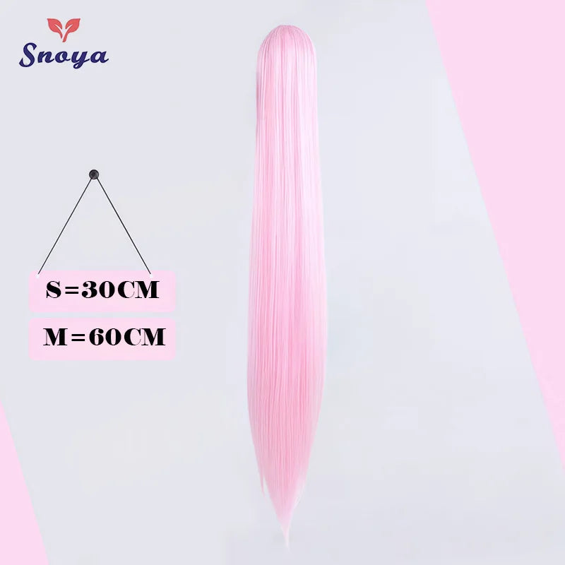 Snoya Clip-In Long Straight Ponytail Extension 60 cm / 30 cm (23.6 in / 11.8 in) Heat-Resistant Synthetic Claw Clip for Cosplay, Red, Purple, Pink, Blue