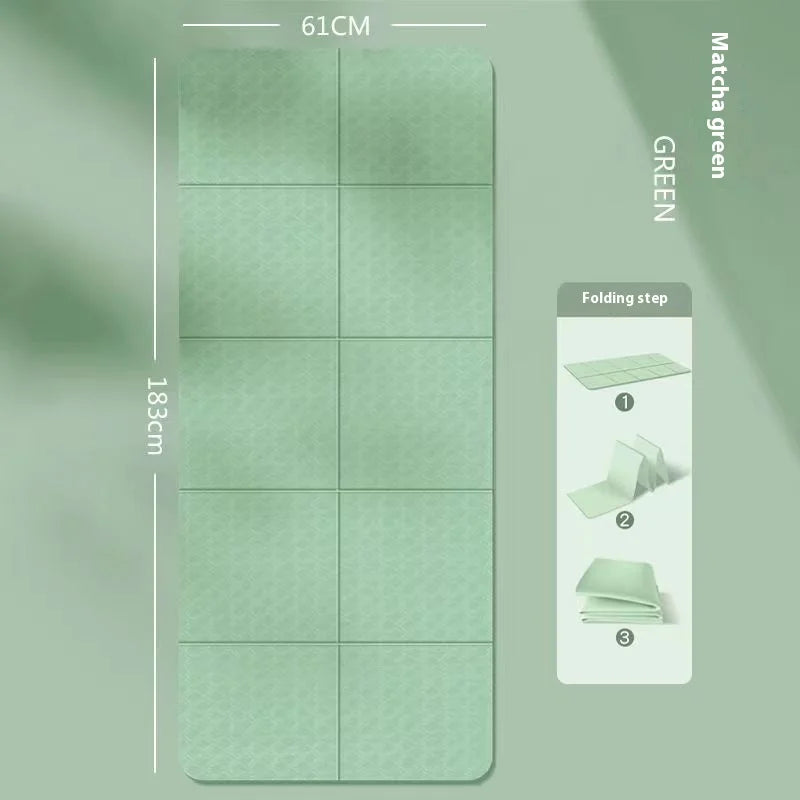 Foldable TPE Yoga Mat 72 x 24 in (183 x 61 cm) 4mm Thick Portable Anti-Slip Fitness & Kids Nap Mat