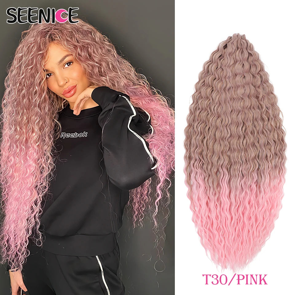 Ariel Water Wave Twist Crochet Braids – Ombre Synthetic Deep Wave Hair Extensions, 22 Inch (55 cm)