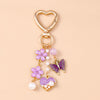Enamel Flower & Butterfly Heart Keychain – Cute Love Key Ring Handbag Charm Pendant for Women & Girls