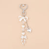 Bowknot Love Heart Keychain with Crystal Pearl Cute Handbag Key Ring Gift for Women and Girls
