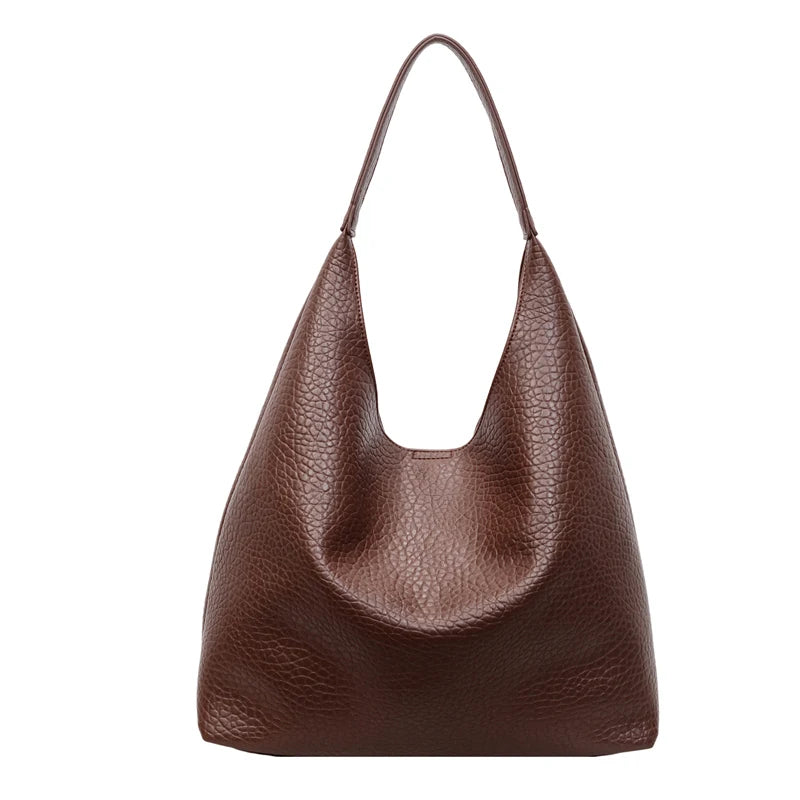 Large High-Capacity Retro PU Leather Hobo Shoulder Bag for Women – Bucket Purse