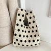 Handmade Knitted Knot Wrist Bag - Striped Mini Tote for Women, Large-Capacity Phone Bucket, Autumn Winter Casual