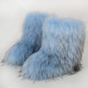 Women's Faux Fur Mid-Calf Snow Boots - Fluffy Plush Winter Warm Flat Outdoor Fashion Boots