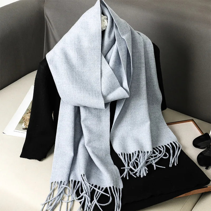 Women's Winter Scarf, Thick Cashmere-Look Pashmina Shawl with Tassels, Windproof Wrap, 175+ cm (69+ in) — 62 Colors