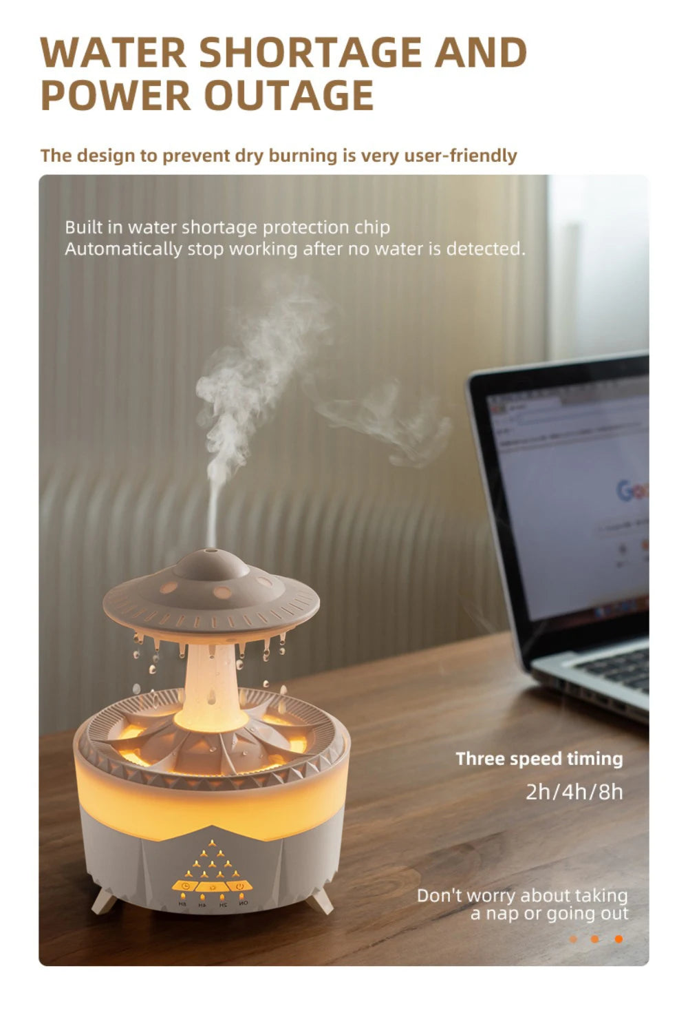 Remote-Controlled Aroma Diffuser Humidifier with RGB Night Light – UFO, Raindrop & Christmas Tree Designs for Home & Office