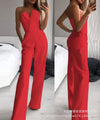Women's Strapless Wide-Leg Jumpsuit Sleeveless High-Waist Full-Length Romper Elegant White Summer Party and Work Outfit