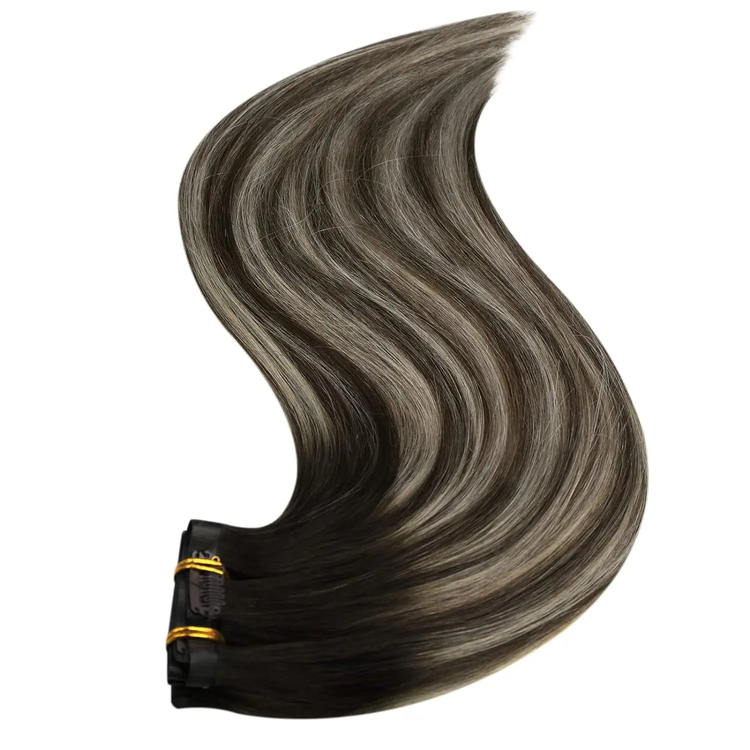 Full Shine Ombre Blonde Remy Clip-In Hair Extensions — 8-Piece Set, 16–22 in (40–56 cm) Seamless PU Weft