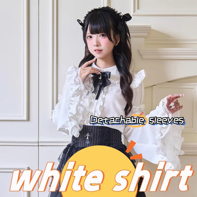 Kawaii Jirai Kei Lolita Y2K Peter Pan Collar Blouse Long Sleeve Cute Japanese-Style Aesthetic Top