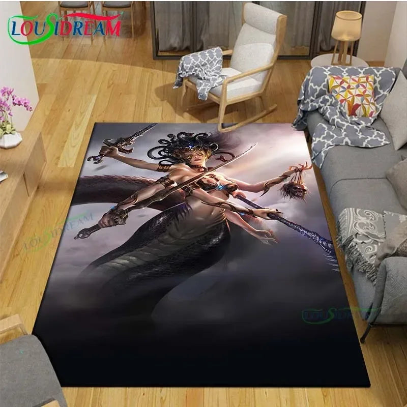 3D Mythical Beast Printed Area Rug Anti-Slip Polyester Carpet for Living Room, Kids Bedroom & Yoga Mat — Multiple Sizes (23.6×15.7–90.5×63 in / 60×40–230×160 cm)