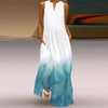Vintage Print Boho Maxi Dress – Sleeveless V-Neck A-Line Beach Sundress with Pockets