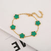 Adjustable Gold-Plated 316L Stainless Steel Clover Flower Bracelet — Five-Leaf Petal Charm for Women, Hypoallergenic Gift