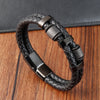 Braided Leather Rope Bracelet with Stainless Steel Magnetic Clasp, Unisex Charm Bangle — 21 cm (8.3 in)