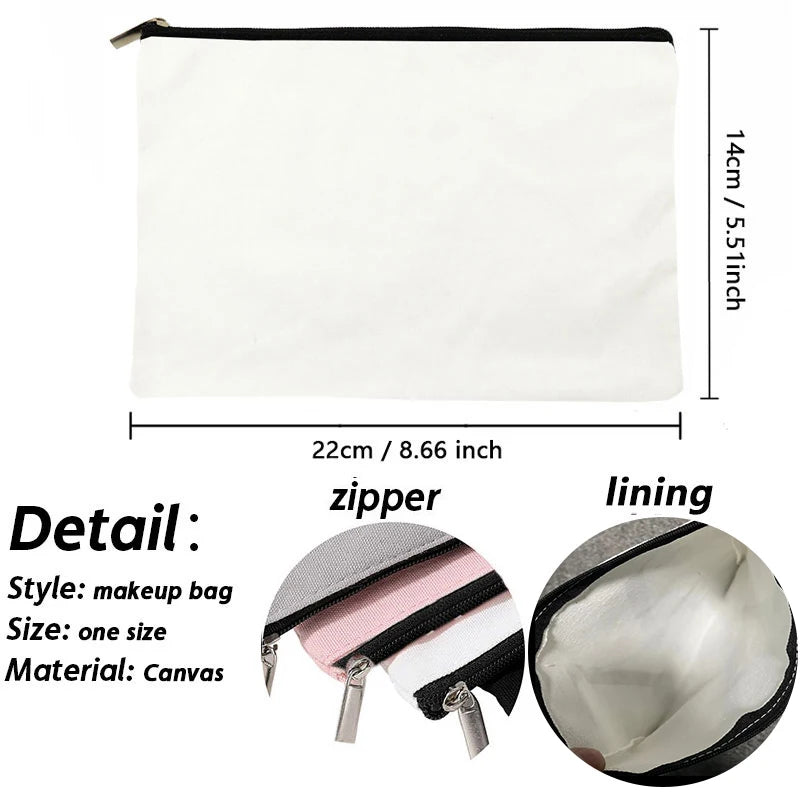 Thank You Makeup Bag Cosmetic Pouch - Merci Teacher Gift Travel Zipper Canvas Pouch (22 x 14 cm / 8.7 x 5.5 in)