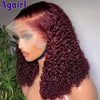 Deep Curly Short Bob Human Hair Wig — 13x6 & 13x4 Lace Frontal, 5x5 Lace Closure, Water Wave Reddish Orange Brown