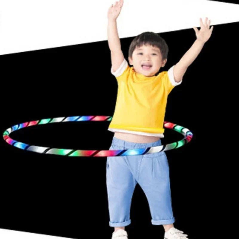 LED Flashing Fitness Hula Hoop 90 cm (35.4 in) 7-Color Portable Weighted Exercise Hoop for Waist & Core