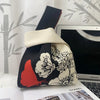 Handmade Knitted Knot Wrist Bag - Striped Mini Tote for Women, Large-Capacity Phone Bucket, Autumn Winter Casual