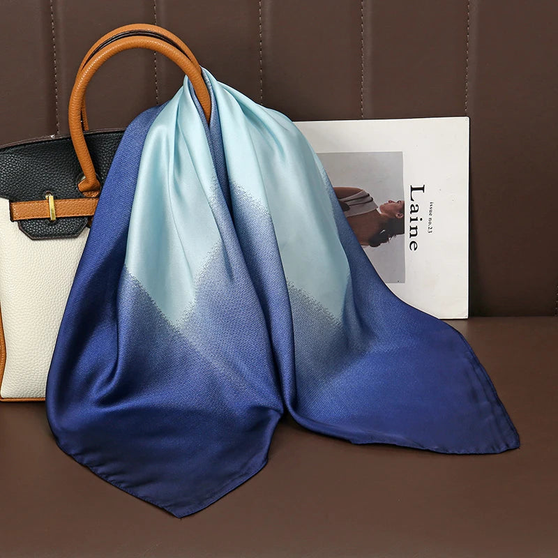 Luxury Satin Square Scarf 70 x 70 cm (27.6 x 27.6 in) – Silk-Feel Polyester Shawl Hijab Neckerchief Hair Ribbon Headband Bandana