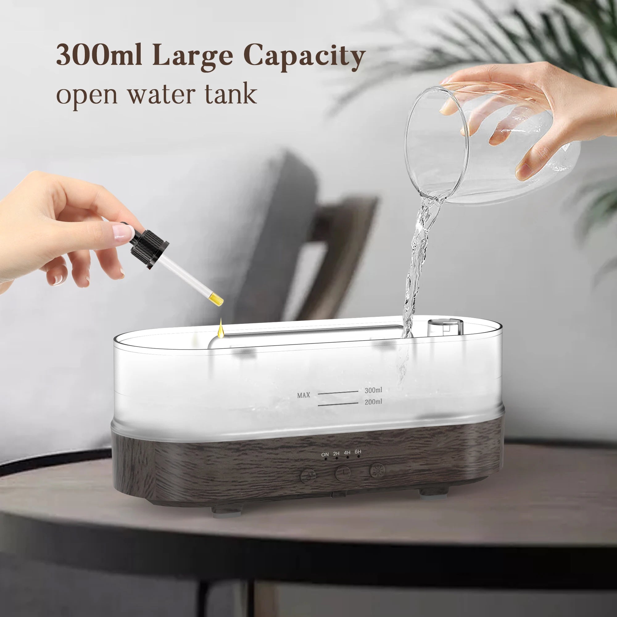 SEJOY Ultrasonic Cool Mist Humidifier & Aroma Diffuser — Portable Essential Oil Diffuser with LED Flame Lamp