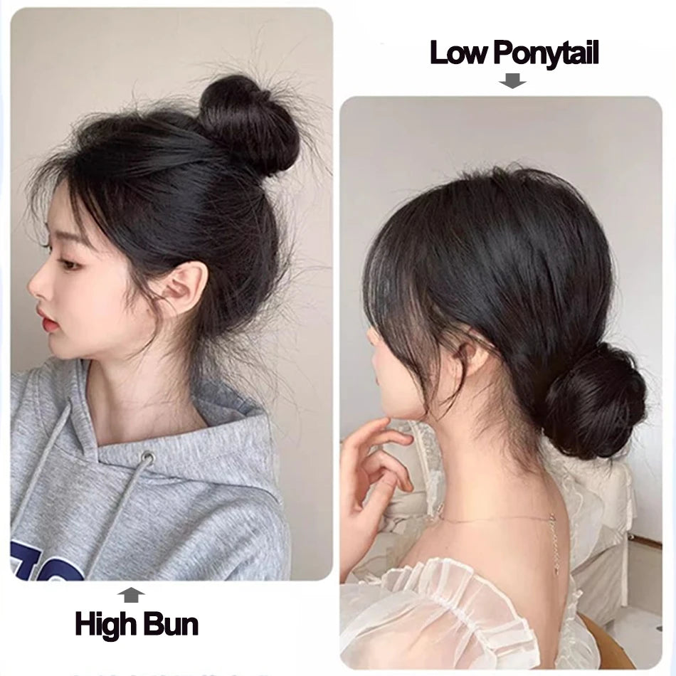 Long Wavy Synthetic Ponytail Extension 40cm (≈16 in) - Self-Winding Braided Wrap with Elastic Band