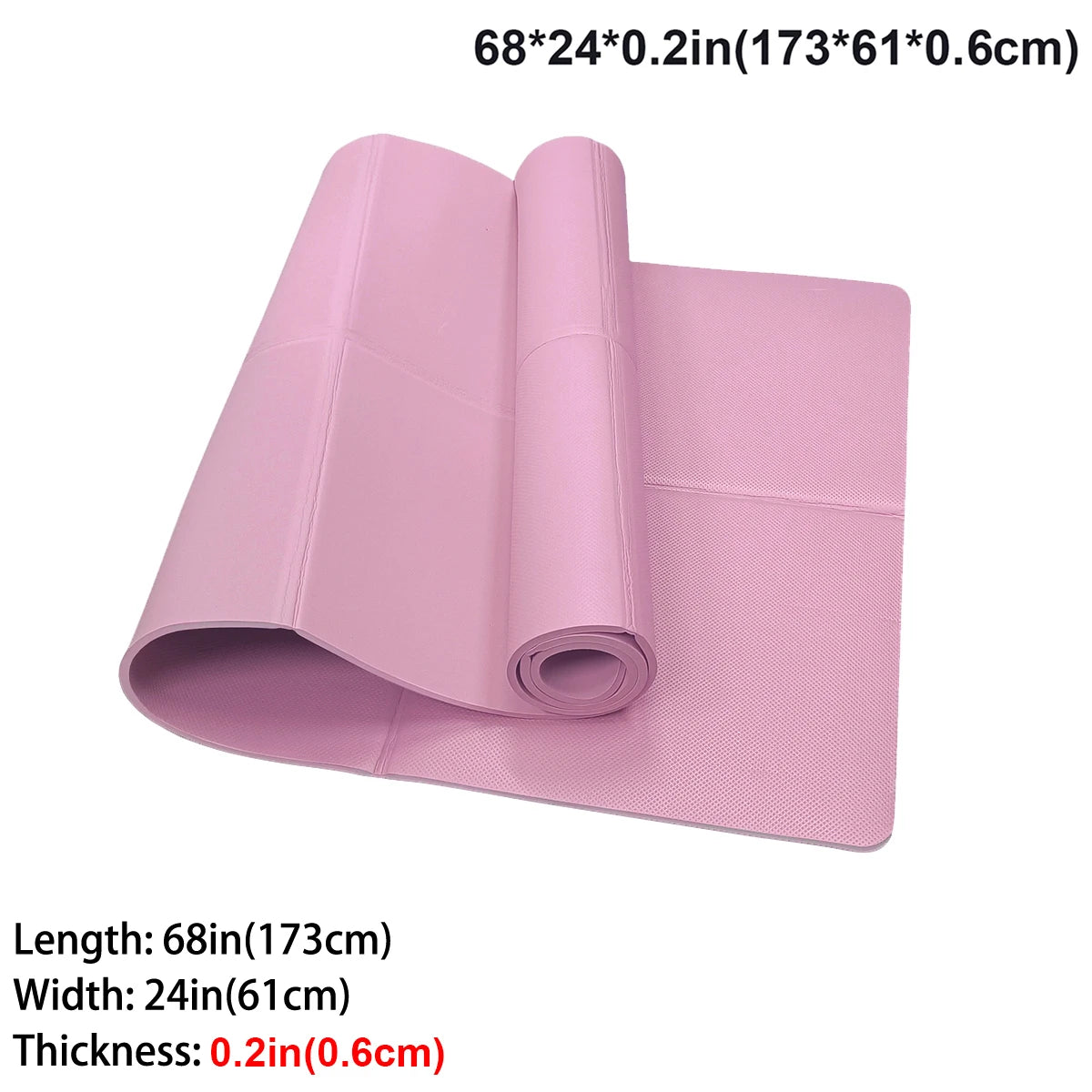 Foldable Pink EVA Yoga Mat – Eco-Friendly Travel & Exercise Mat, 173 x 60 cm (68 x 23.6 in), 3/4/6 mm Thickness