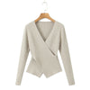 Plus Size 4XL Women's V-Neck Knitted Pullover Sweater Cross Front Slim Fit Jumper - Autumn/Winter