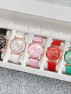 5-Pack Women's Quartz Watches Roma Numberless Dial Leather Band with Buckle