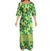 Women's Summer Puffed Sleeve Ankle-Length Printed Loose Casual Party Dress