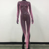 Shiny Rhinestone Fishnet Mesh Dress Long Sleeve O-Neck Hollow-Out Side Slit Sexy Beach Cover-Up for Women One Size